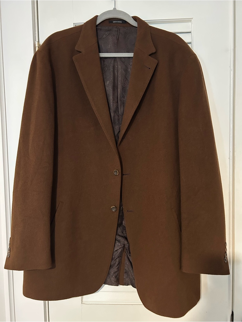 Men's Brown Wool/Angora/Cashmere Coat